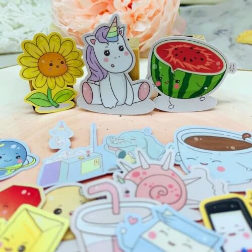 34 pcs Cute snail watermelon flowers cartoon for kid homemade book stickers on laptop / decorative scrapbooking/DIY