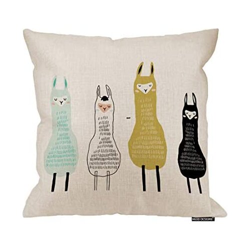 Llama Pillow Cover,Funny Cartoon Cute Llamas Childish Lama Design Cotton Linen Cushion Covers Home Decorative Throw Pillowcases
