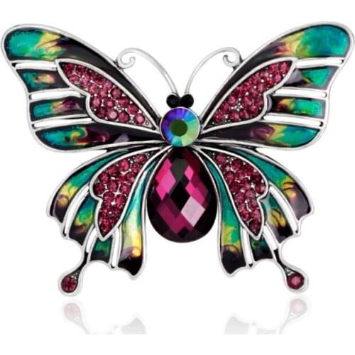 2021 New European enamel drop butterfly brooch Crystal from Swarovskis Palace retro pin brooch with accessories Fashion Jewelry