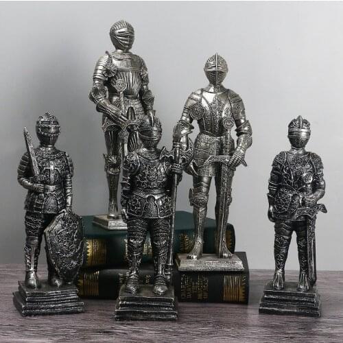 Ancient Roman Soldier Figurines Medieval Warrior Statues Creative Home Office Ornaments Home Living Room Decoration Furnishings