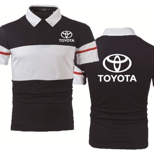 Summer Casual Trend Mens POLO shirt Toyota Car Logo Printing Cotton High quality Splicing Mens Short Sleeve