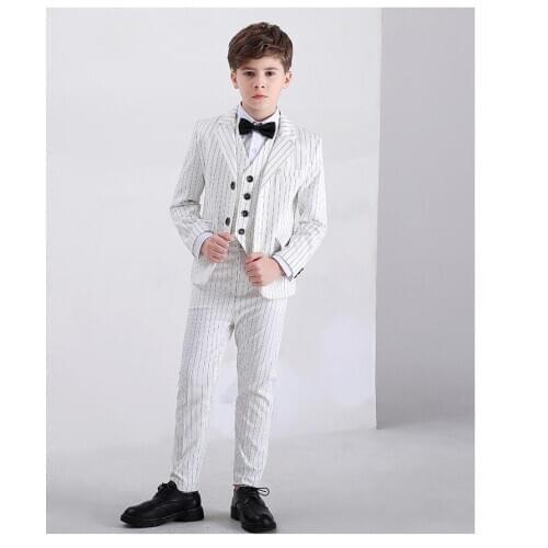 Flower Boys Formal Dress Children Tuxedo Performance Costume Kids Birthday Wedding Suits Jacket+Vest+Shirt+Pant+Tie Clothing Set