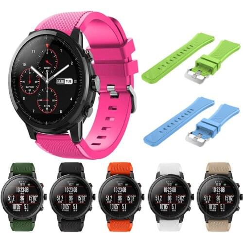 For Amazfit Stratos 2s Silicone Strap Solid Color Bracelet Watchbands Smart Watches Bands