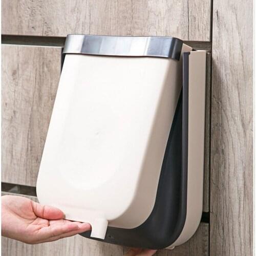 Folding Trash Can Kitchen Car Kitchen Classification Paper Basket Wall-Mounted Storage and Finishing Trash Can