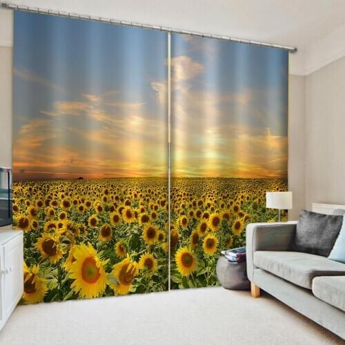 Modern Curtain Blinds sunflower Printing Curtains For Living Room Children Bedroom Drapes Custom finished Cortinas