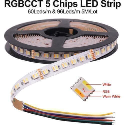5M 5 Colors in 1 Chip LED Strip Light RGBCCT RGBW RGBWW 30LEDs/M 60LEDs/M 96LED/M Waterproof LED Tape Flexible 12V 24V LED Strip