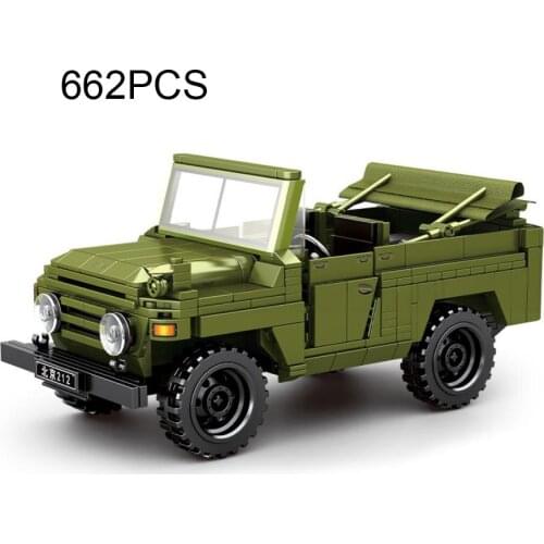 Technical classic car building block China military jeeps bricks beijing auto bj212 pull back vehicle toys collection for boys