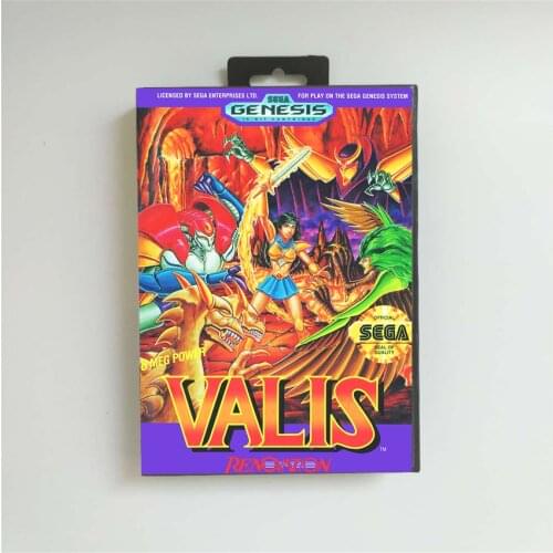 Valis - USA Cover With Retail Box 16 Bit MD Game Card for Sega Megadrive Genesis Video Game Console
