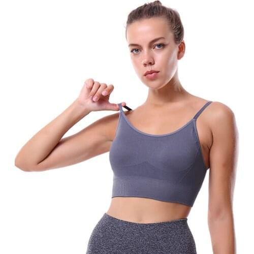 Womens Medium Support Cross Back Wirefree Removable Cups Sport Bra Tops Freedom Seamless Yoga Running Sports Bras