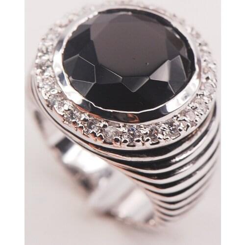 Black Onyx Fashion 925 Sterling Silver Woman Ring Size 6 7 8 9 10 F641 Fashion Wholesale Jewelry Free Shipping