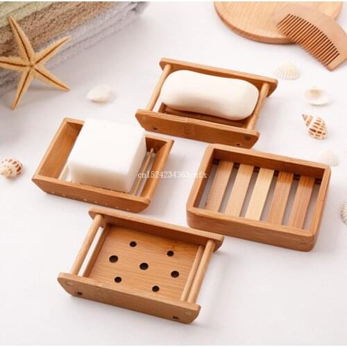 100pcs Bathroom Soap Dish Handmade Draining Soap Holders Wooden Simple Bamboo Soap Box Wholesale