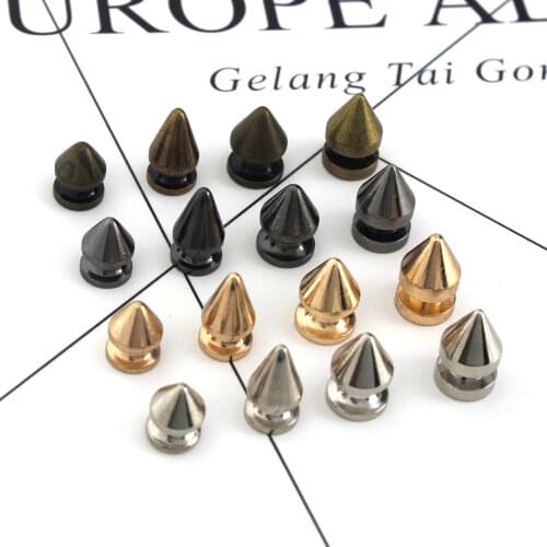 10pcs Solid Metal Screwback Cone Studs Bullet Spikes Punk Rivets for Leather Craft Bag Garmet Shoes Decor Pet Collar Anti-bite