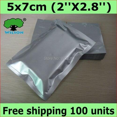 100 PCS Wholesale 2''X 2.8'' (5x7cm) 4 mil small plastic packaging bag vacuum bags for food mylar aluminum foil bags