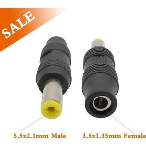 2/5/10Pcs DC Power Conversion 5.5x2.1mm Yellow Male Plug to 3.5x1.35mm Female Jack Socket DC Power Conversion Head Adapter