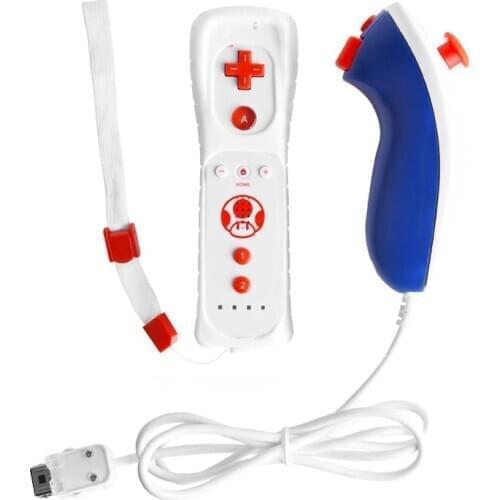 2 in 1 for Nintendo Wii Nunchuck Built-in Motion Plus Wireless Remote Gamepad Controller Joypad with Silicone Case Motion Sensor