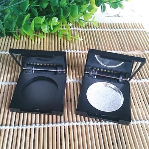 50pcs/lot 36.5mm Square Empty Eyeshadow Pigment Pan Container with Mirror and Aluminum Pan Black Makeup Compact Cosmetic DIY Box