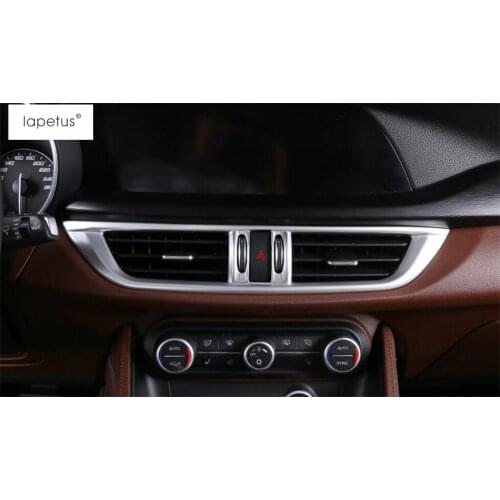 Lapetus Accessories For Alfa Romeo Stelvio 2017 - 2020 Middle Air Conditioning AC Outlet Vent Decor Molding Cover Kit Trim Matte
