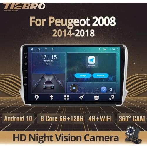 Android 10.0 Car Radio For Peugeot 2008 2014-2018 GPS Car Multimedia Video Player Auto Radio Navigation DSP Stereo Receiver IGO