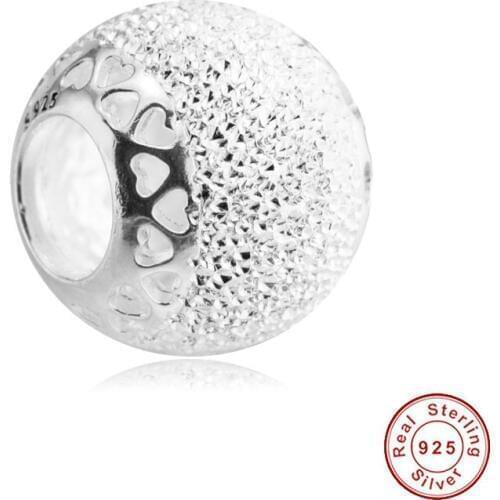 QANDOCCI Beads Fits Origina Bracelets 925 Sterling Silver Glittering Hearts Charm Bead DIY Fine Jewelry Finding Free Shipping