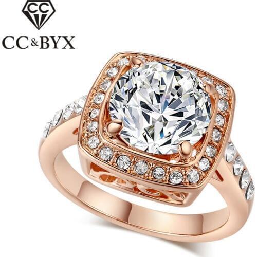 CC Fashion Trendy Jewelry Rings For Women Luxury Square Stone Bridal Wedding Engagement Ring Cincin Wanita CC1047