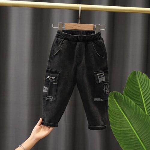 Toddler Loose Overalls Kids Denim Trousers Solid Baby Boy Jeans Pants Girls Jeans Children Clothing Size:90-140 Free shipping