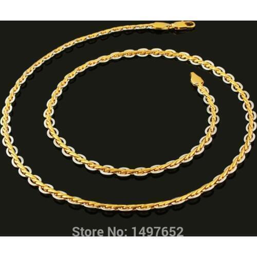 Adixyn Two Tone Mens Womens Necklace Gold Filled Necklace Link Chain Necklace Wholesale Jewelry