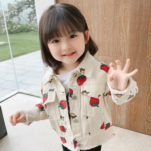Girls Denim Jacket Autumn New Baby Coat Cotton Long-Sleeved Outer Dressing Jacket for Childrens Coat Girls Baby Jackets