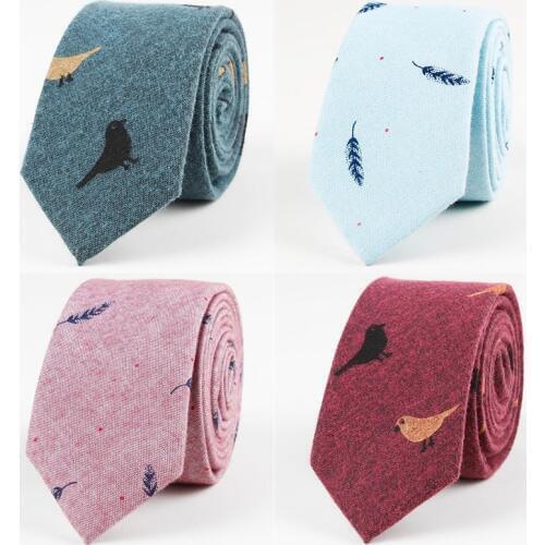 Ricnais Cotton Ties for Mens Animal Printed Skinny Tie Necktie for Wedding Men Party 6cm Red Blue Slim Neck Ties Neckwear