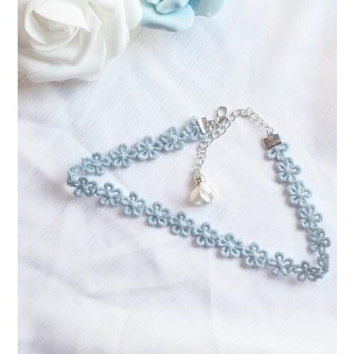 Harajuku Style Cute Lace Flower Choker Necklaces for Women Fashion Girls Circle Necklace Collares Rope Chain Neck Jewelry FS69