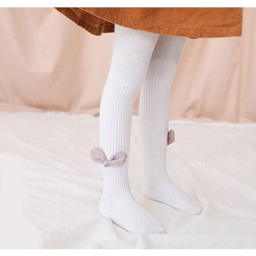 1-8Years Toddler Girls Vertical Stripes Candy Color Pantyhose Baby Kids Cotton High Tights Leggings Childrens Long Bow Socks