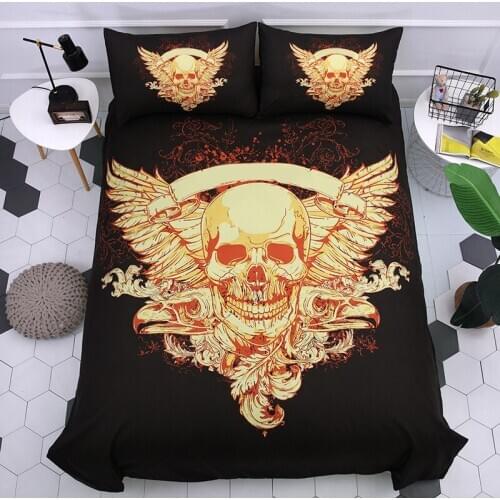 3D Print Human Skeleton Bedroom Comforter Set Black Bedding Set Terrorist Style Design Twin King Queen Bedclothes Duvet Cover