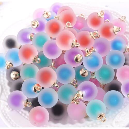 New 16mm 10Pcs 7 Color Acrylic Small Pendant Frosted Round Charms Pendants For Jewelry Making Diy Accessories