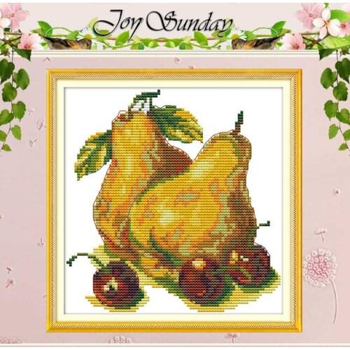 Pear And Cherries Pattern Counted 11CT 14CT fruit Cross Stitch Set DIY Chinese Cross-stitch Kit Embroidery Needlework Home Decor