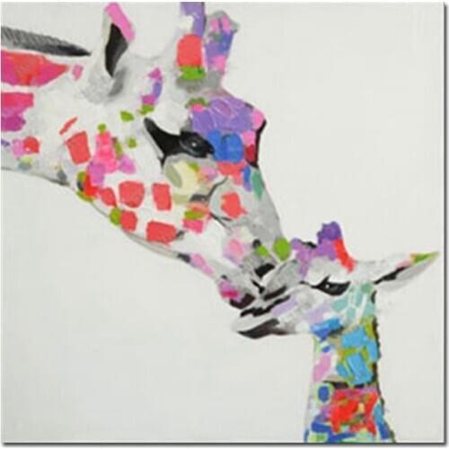 Kids Room Wall Decorative Item Hangings Picture Canvas Art Pure Handmade Cartoon Animal Oil Paintings Artwork For Bedroom Decor