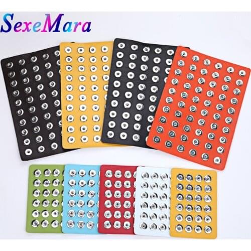New Snap Button Display Board Fit 24pcs & 60pcs 18mm Snap Buttons Jewelry Black Genuine Leather Display Holder