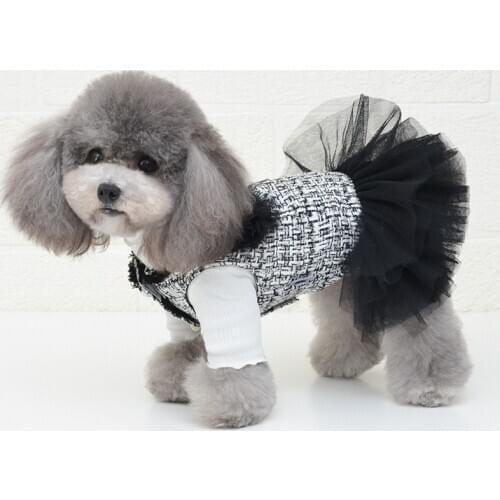 Pet Clothes Black Pink Tutu Skirt with Lace Design Pet Dresses for Autumn and Winter Dog Dress Princess Wedding Pet Dress