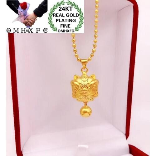 OMHXFC Jewelry Wholesale YM234 European Fashion Hot Fine Woman Man Party Birthday Wedding Gift Lion Head 24KT Gold Pendant Charm