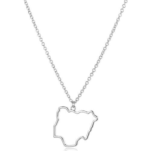 30 Outline Nigeria map Country necklace hollow State geography Africa island city Hometown souvenir pendant Necklace Jewelry