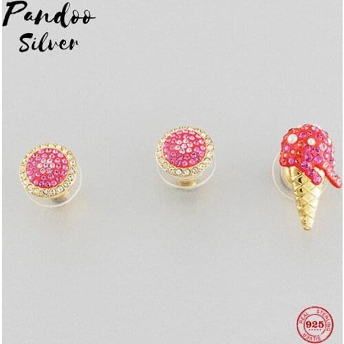 PANDOO Fashion Charm Sterling Silver Original 1:1 Copy, Cute Ice Cream Exquisite Fashion Earrings Women Luxury Jewelry Gifts