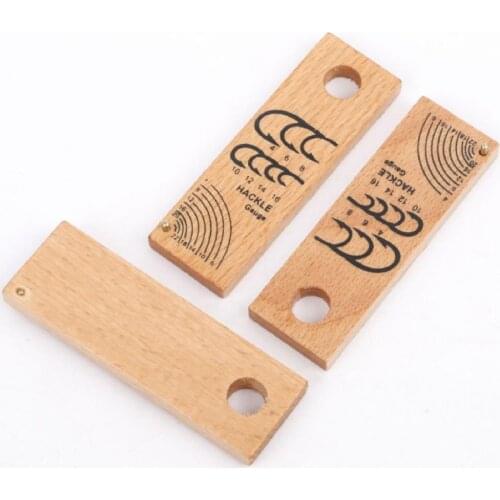 Portable Wooden Fly Tying Hackle Measuring Gauge Tool Fishing Tackle Accessories Wooden Fly Tying Hackle