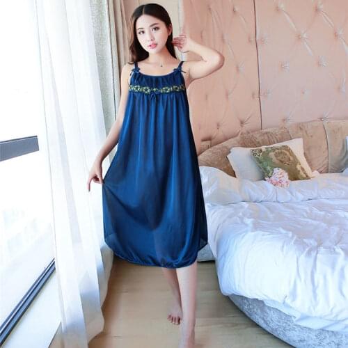 Perspective Womens Sexy Sleepwear Female Plus Size Sleepwear Satin Ice Silk Night Dress Ladies Nightwear Sexy Nightgown #33