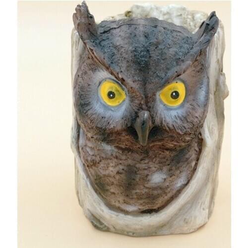 Handmade craft Environmental Protection Resin Owl Pen Container, Pen Holder