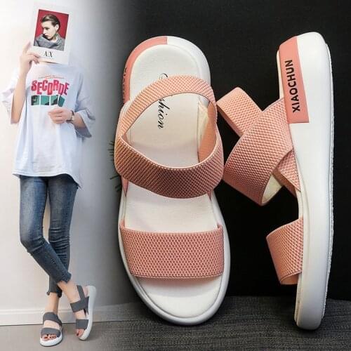 Womens Sandals Summer 2021 New Ins Student Flat Bottom Wild Simple Thick Bottom Sports Leisure Beach Shoes