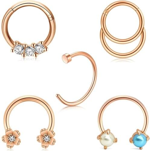 16G Daith Earrings Cartilage Helix Tragus Conch Rook Piercings Horseshoe Septum Nose Rings Hoop Piercing for Women Men