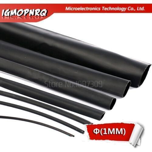 5 Meters High quality Black 1mm Heat Shrink Heatshrink Heat Shrinkable Tubing Tube Sleeving Wrap Wire Black Color