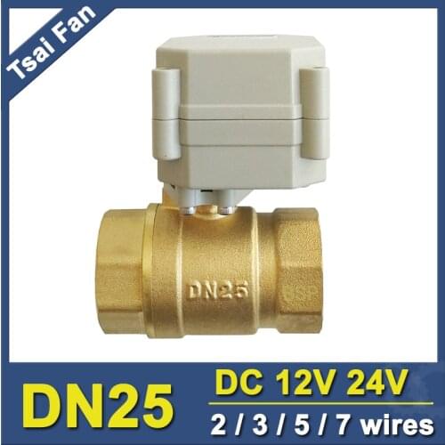 TF25-B2-A BSP/NPT 1" Brass Motor Operated Valve DC12V / DC24V 2/3/5/7 Wires DN25 Electric Motorized Ball Valve
