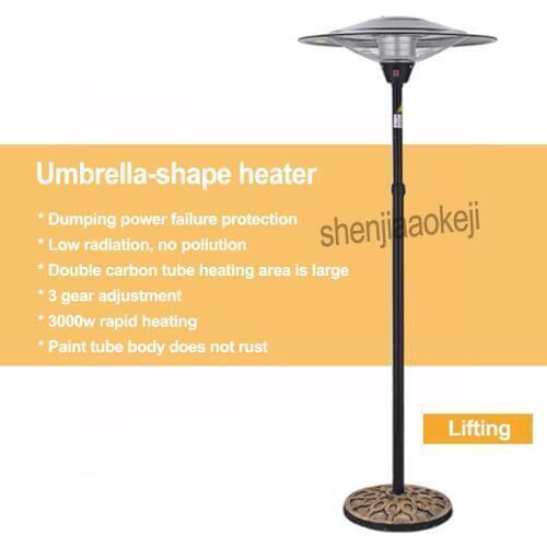220v Outdoor air heater Electric heating high power umbrella-shape heater 3-gear adjust Dumping 45 degrees to power off 1pc