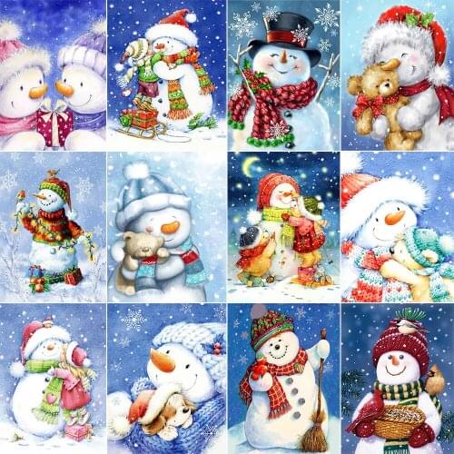 XUEQIXIAOZU Full Square/Round Christmas Snowman Diamond Embroidery 5D DIY Diamond Painting Mosaic Home Decoration Gift 2020 New