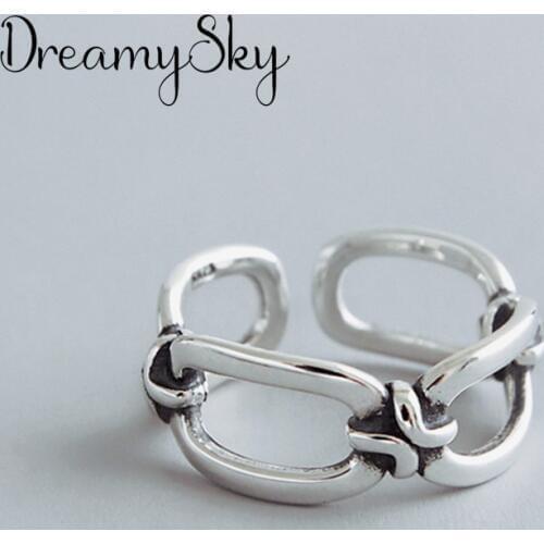 DreamySky Bijoux Boho Style Silver Color Line Cross Rings For Women Gifts Large Adjustable Finger Rings