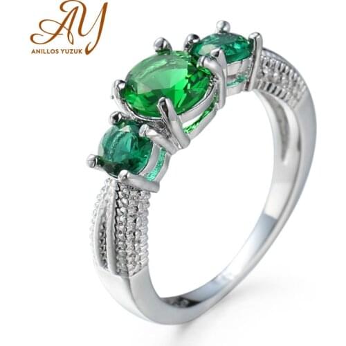 Anillos Yuzuk Emerald Simple Female Zircon Stone Finger Ring 925 Sterling Silver Women Jewelry Prom Wedding Engagement Rings